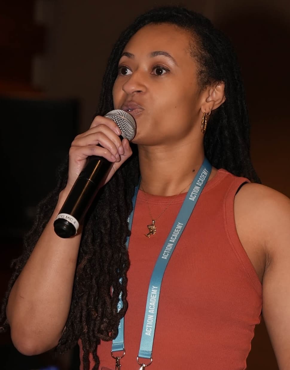 Sierra Davis speaking at a note investing event